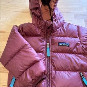 Patagonia Burgundy Puffer Jacket with Hood Baby 12-18months